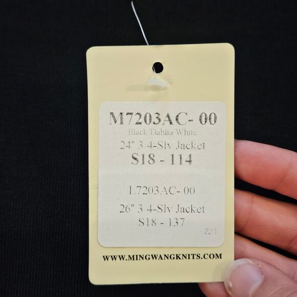 Ming Wang Cardigan Womens Size XS Black Open Front Pink Ribbon Grommet Trim - Picture 8 of 11